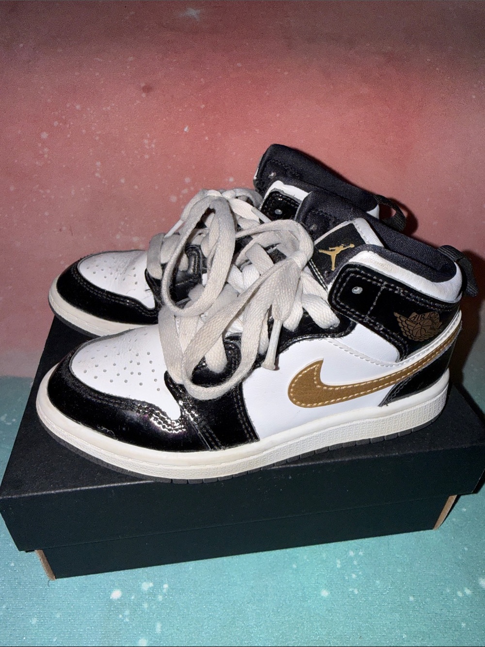 Jordan Kids' High-Top Sneakers - White, Black & Gold 12c